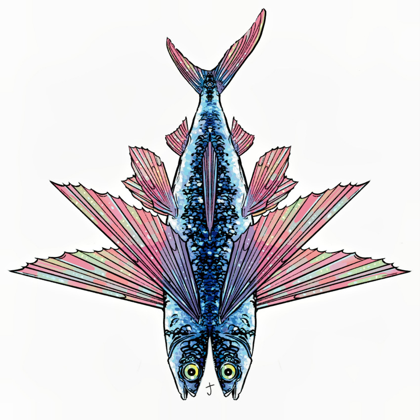 alt_text, animal, animal_focus, blue_scales, bright_pupils, commentary, conjoined, english_commentary