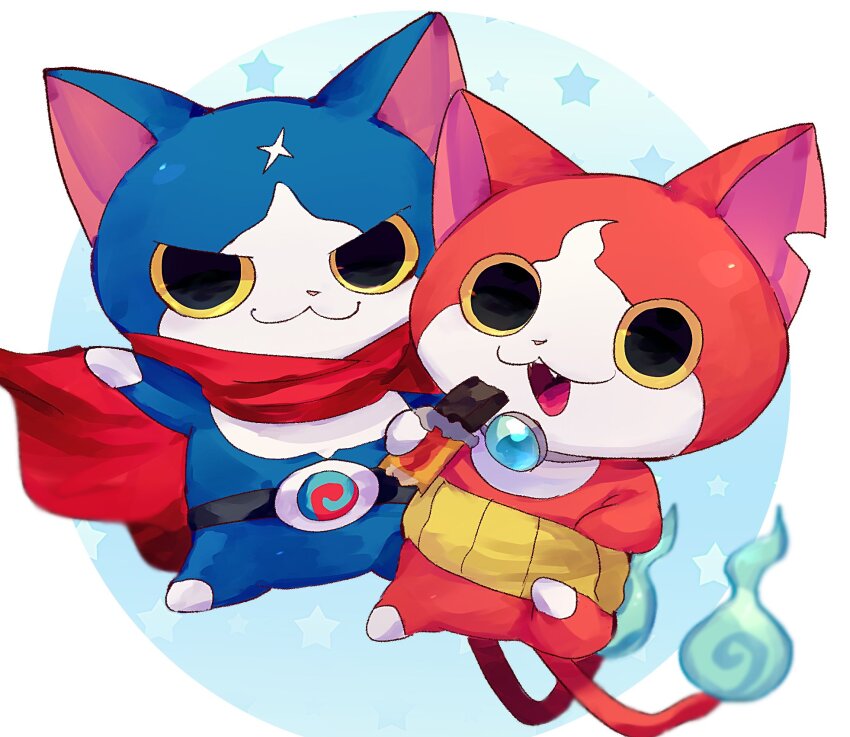 belt, blue_fire, blue_fur, candy, cape, chocolate, chocolate_bar, commentary_request