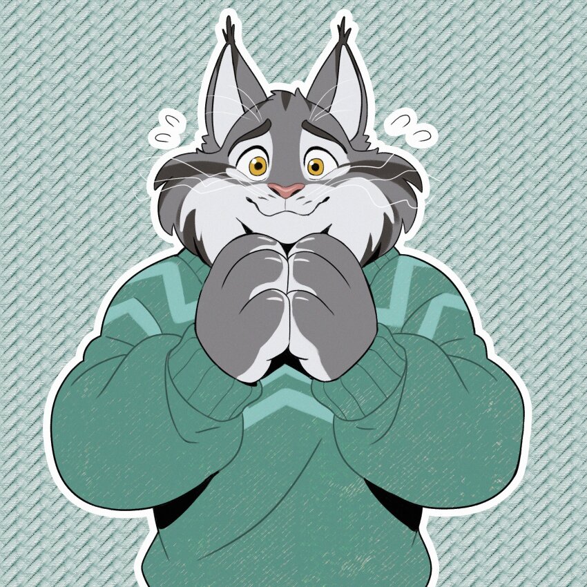 1boy, animal_ears, cat_boy, cat_ears, closed_mouth, flying_sweatdrops, furry, furry_male