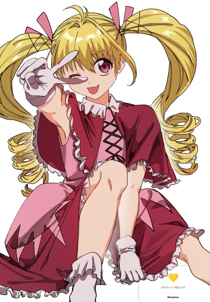 1girl, biscuit_krueger, blonde_hair, drill_hair, gloves, highres, hunter_x_hunter, one_eye_closed