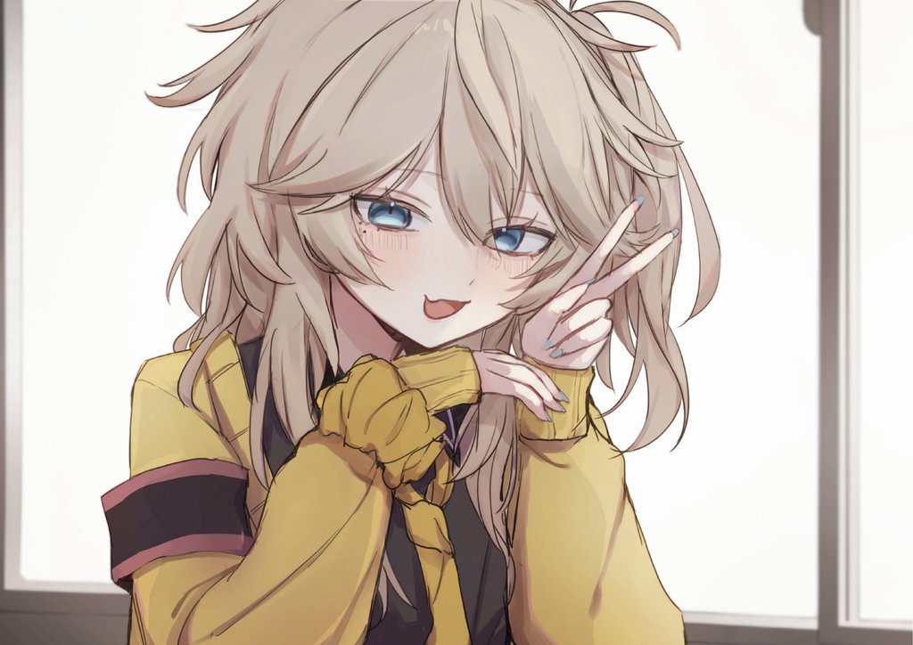 1girl, arazan_(ara_arazan24), armband, black_shirt, blonde_hair, blue_eyes, blush, cardigan