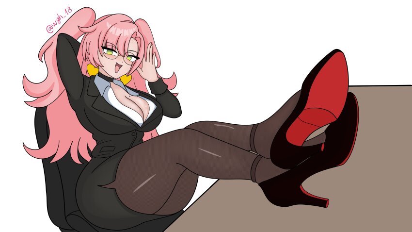 1girl, absurdres, alternate_costume, arm_behind_head, artist_name, breasts, cleavage, earrings