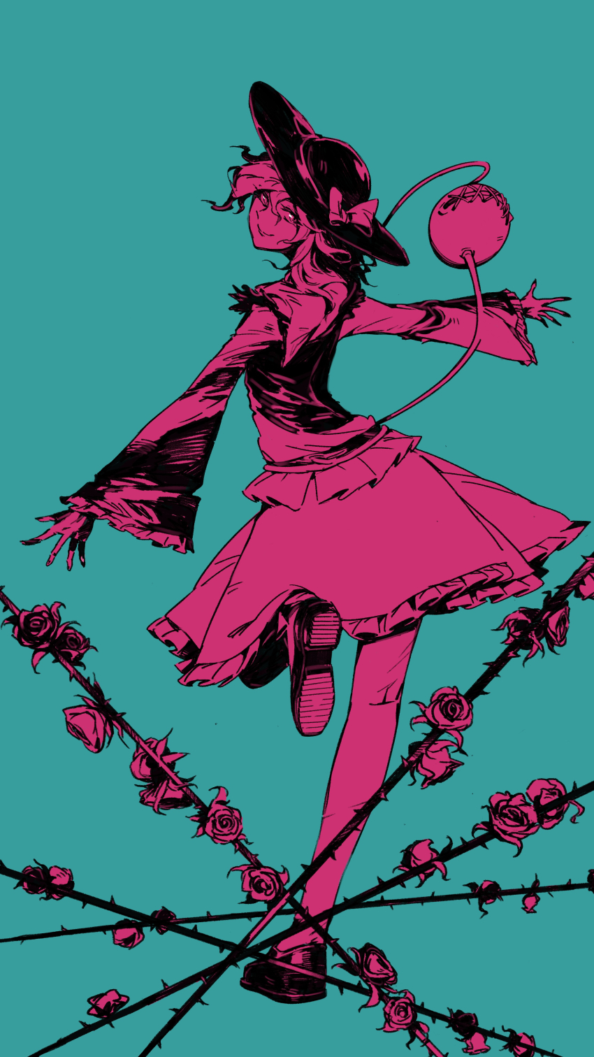 1girl, absurdres, blouse, blue_background, bow, commentary, criss-crossed_composition, double-parted_bangs