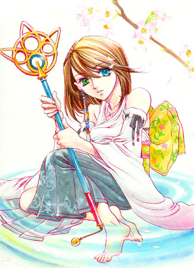 00s, 1girl, bare_shoulders, barefoot, blue_eyes, brown_hair, detached_sleeves, dress