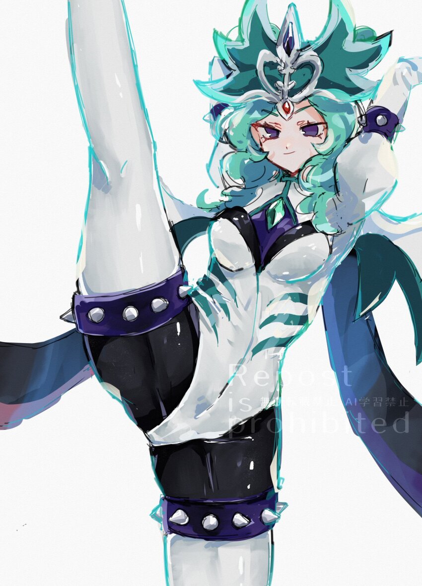 1girl, aqua_hair, armor, beta_(inazuma_eleven), black_bodysuit, black_boots, black_gloves, bodysuit