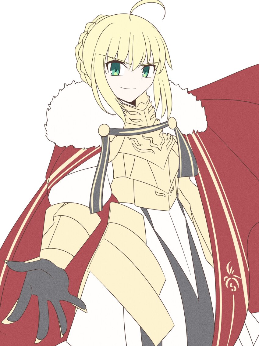 1girl, absurdres, ahoge, armor, artoria_pendragon_(fate), blonde_hair, cape, commentary