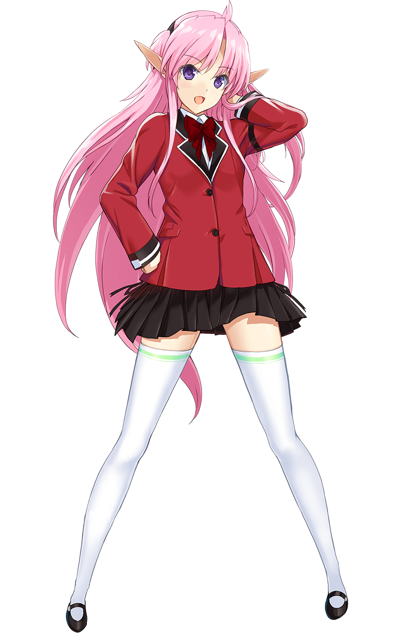 1girl, :d, arm_behind_head, blazer, bow, bowtie, breasts, choukou_(alicesoft)