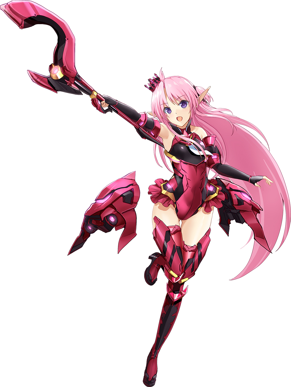 1girl, :d, breasts, choukou_(alicesoft), choukou_taisen_escalation_heroines, full_body, highres, holding