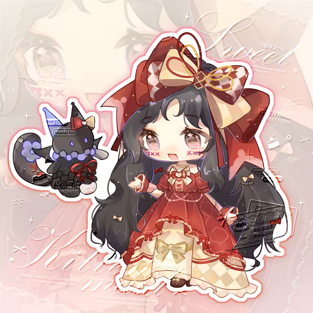 1girl, absurdly_long_hair, argyle_bow, argyle_bowtie, argyle_clothes, argyle_dress, black_hair, bow