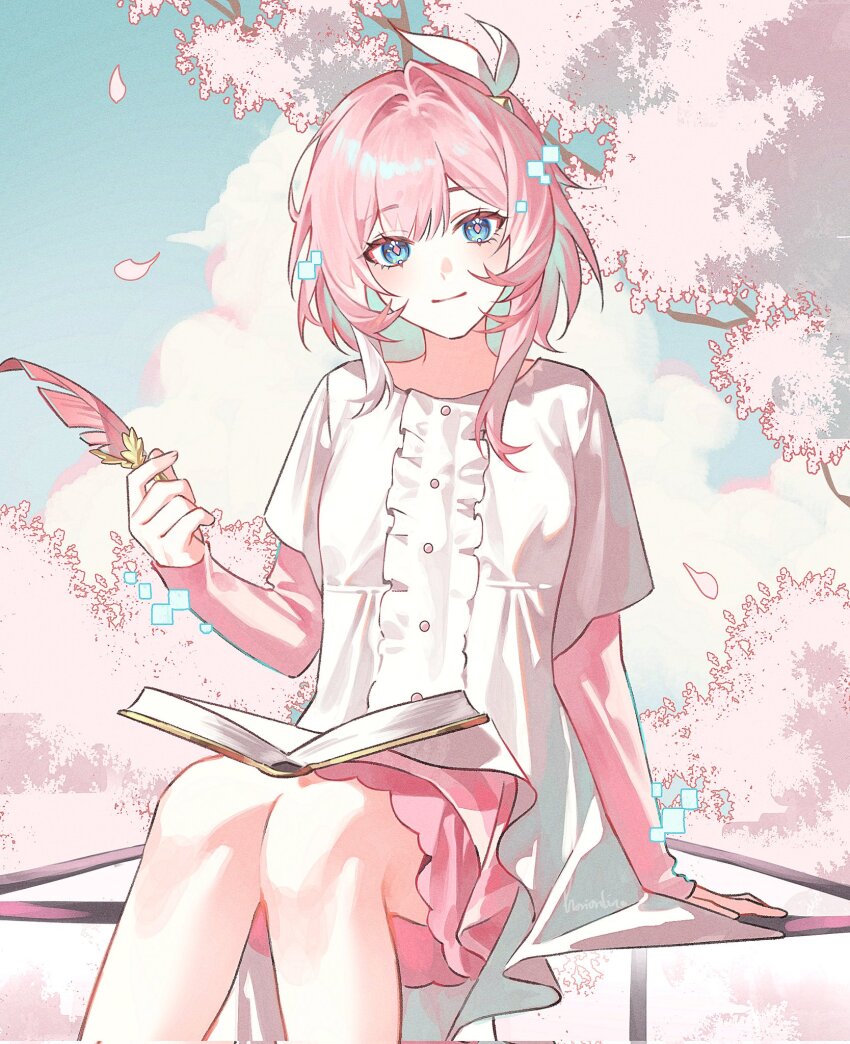 1girl, blue_eyes, book, closed_mouth, commentary, cyrene_(honkai:_star_rail), diamond-shaped_pupils, diamond_(shape)