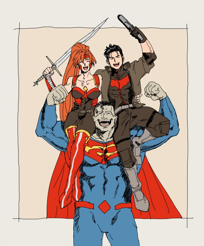 amazon_warrior, artemis_of_bana-mighdall, batman_(series), batman_symbol, belt, bizarro_ii, black_bodysuit, black_gloves