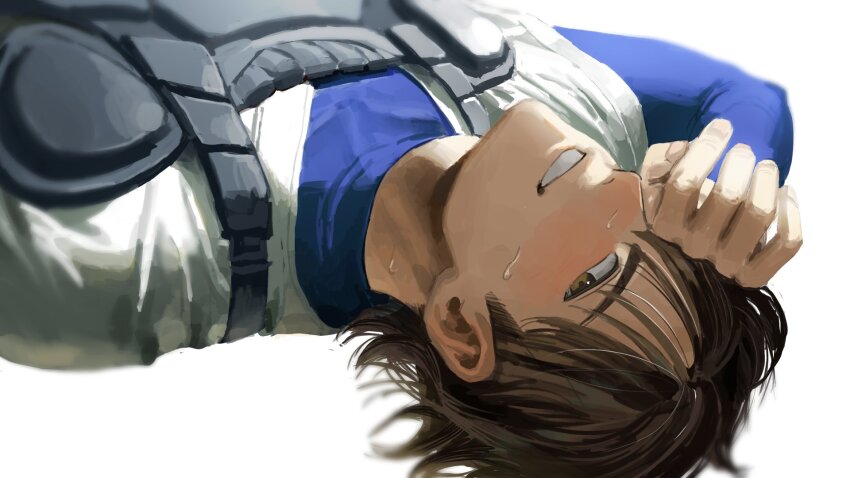 1boy, ace_of_diamond, baseball_uniform, blue_shirt, brown_eyes, brown_hair, chest_protector, commentary_request