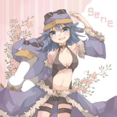 1girl, black_shorts, black_tank_top, blue_cape, blue_eyes, blue_hair, blue_sleeves, breasts