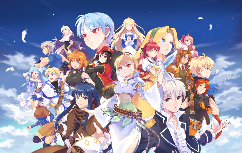 ahoge, anais_del_caril, arm_behind_back, arm_wrap, armlet, ascot, asymmetrical_bangs, badge