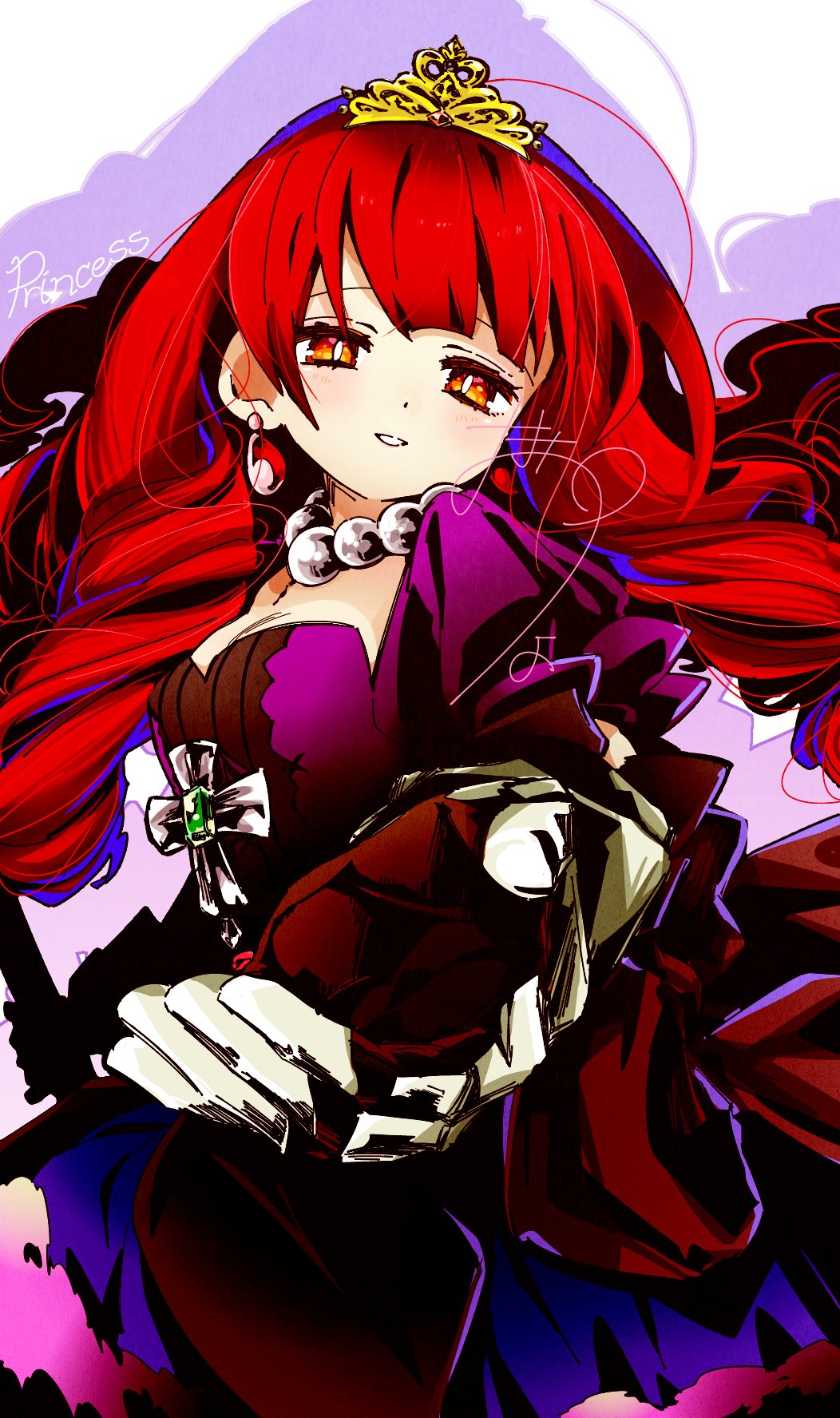 1girl, armor, armored_dress, blush, breasts, chicken_curry, cleavage, dress