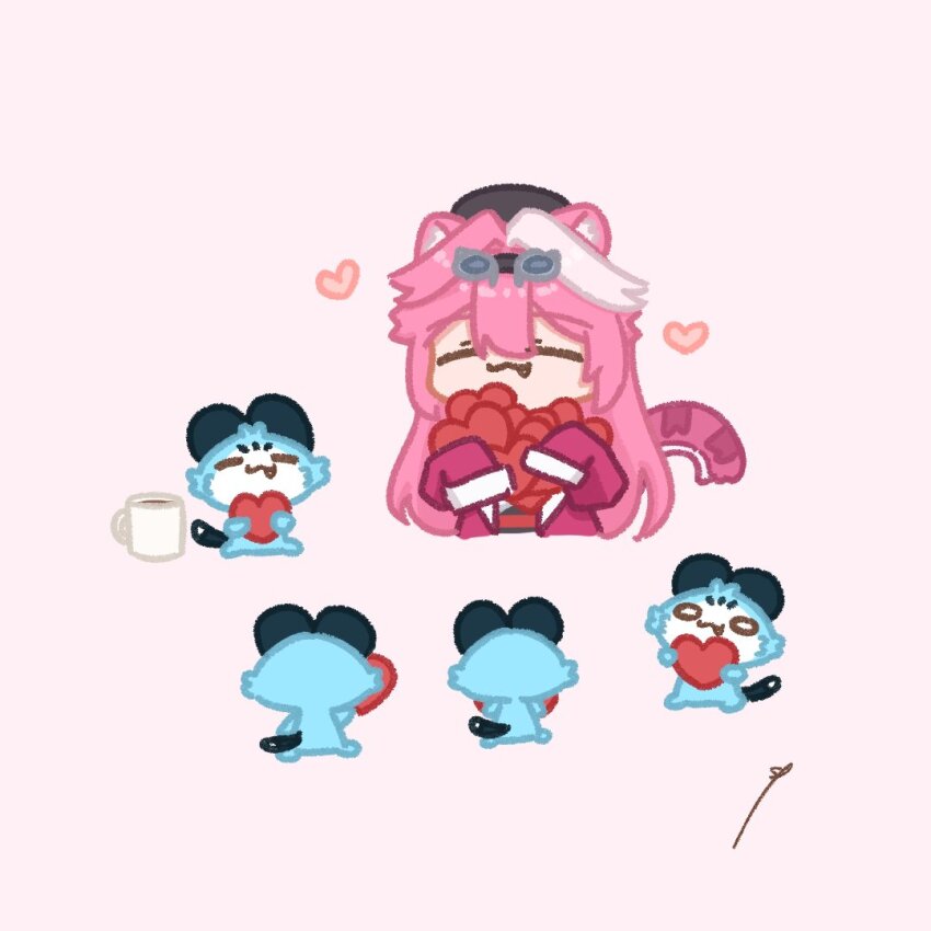 1girl, :3, =_=, ^_^, animal_ears, beret, chattino_(raora_panthera), closed_eyes