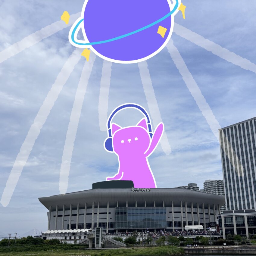 amado_(amaddo_club), animal, animal_focus, arm_up, blue_sky, cat, cloud, cloudy_sky