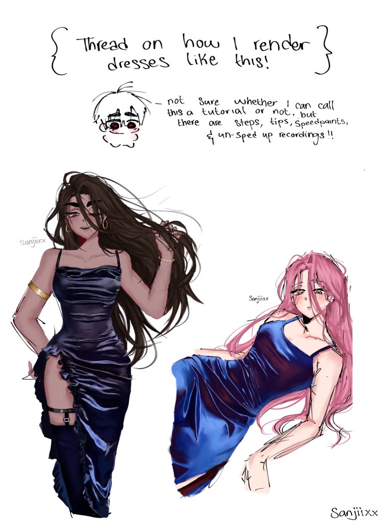 2girls, alien_stage, alternate_costume, armlet, artist_name, black_dress, black_thighhighs, blue_dress