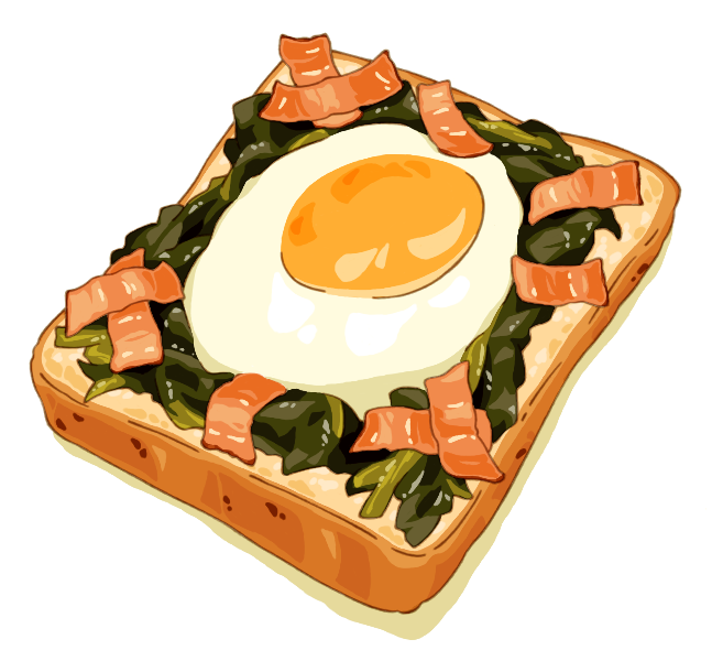 bacon, bread, bread_slice, commentary, food, food_focus, fried_egg, haboban