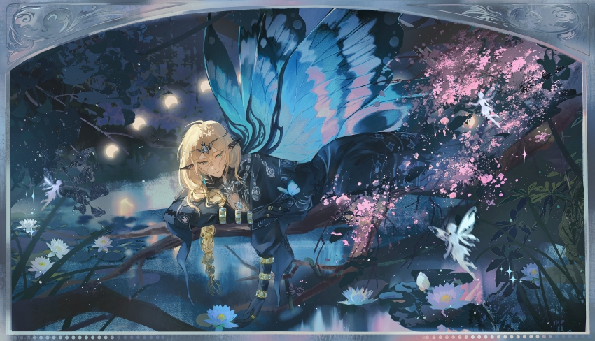 1boy, 3girls, absurdres, alkaid_mcgrath, bangle, black_gloves, black_robe, blonde_hair