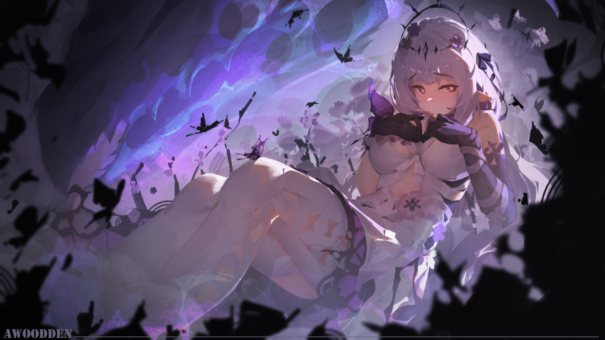 1girl, absurdres, artist_name, awoodden, black_tiara, breasts, castorice_(honkai:_star_rail), commentary