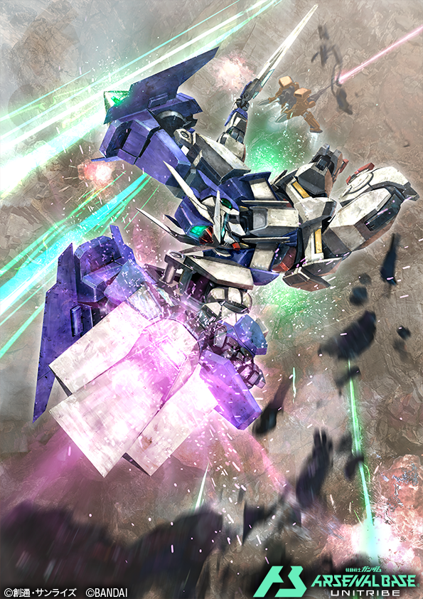 card_(medium), commentary_request, copyright_logo, copyright_name, copyright_notice, deraken, energy_sword, gundam