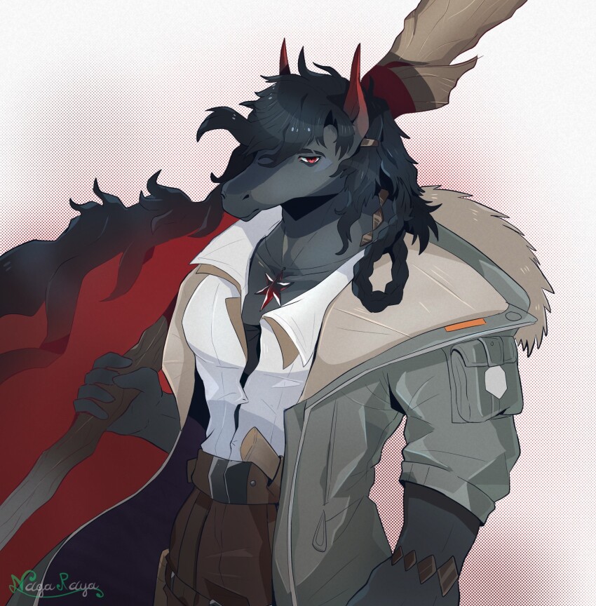 1boy, andenate_maryam_(arknights), animal_ears, arknights, artist_name, braid, brown_pants, closed_mouth