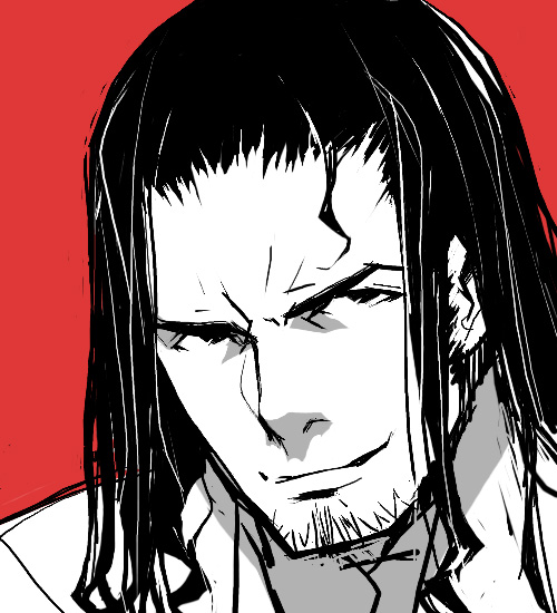 1boy, archived_source, beard_stubble, black_eyes, black_hair, commentary, commentary_request, english_commentary