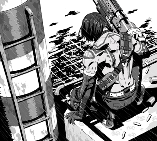 archived_source, archshade, arm_cannon, arm_tattoo, back_tattoo, boots, denim, full_body