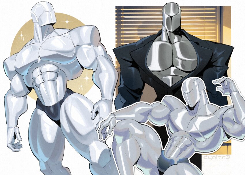 358_dymitre, abs, absurdres, black_suit, bulge, dymitr3_error, faceless, faceless_male
