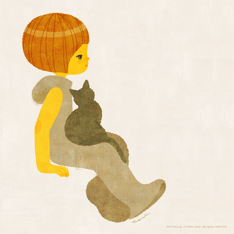 1girl, animal, animal_on_lap, archived_source, artist_name, black_cat, black_fur, black_tail