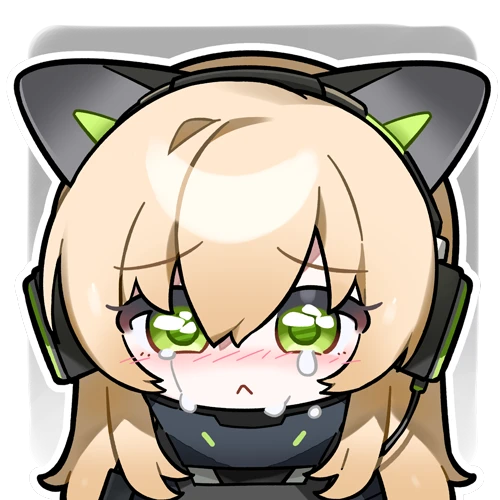 1girl, :<, animal_ear_headphones, animal_ears, artist_request, blonde_hair, cat_ear_headphones, cat_ears