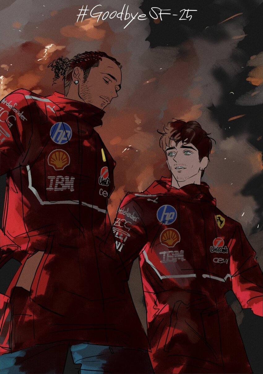 2boys, blue_eyes, brown_hair, byqkylrnllljmoy, charles_leclerc, closed_eyes, closed_mouth, curly_hair