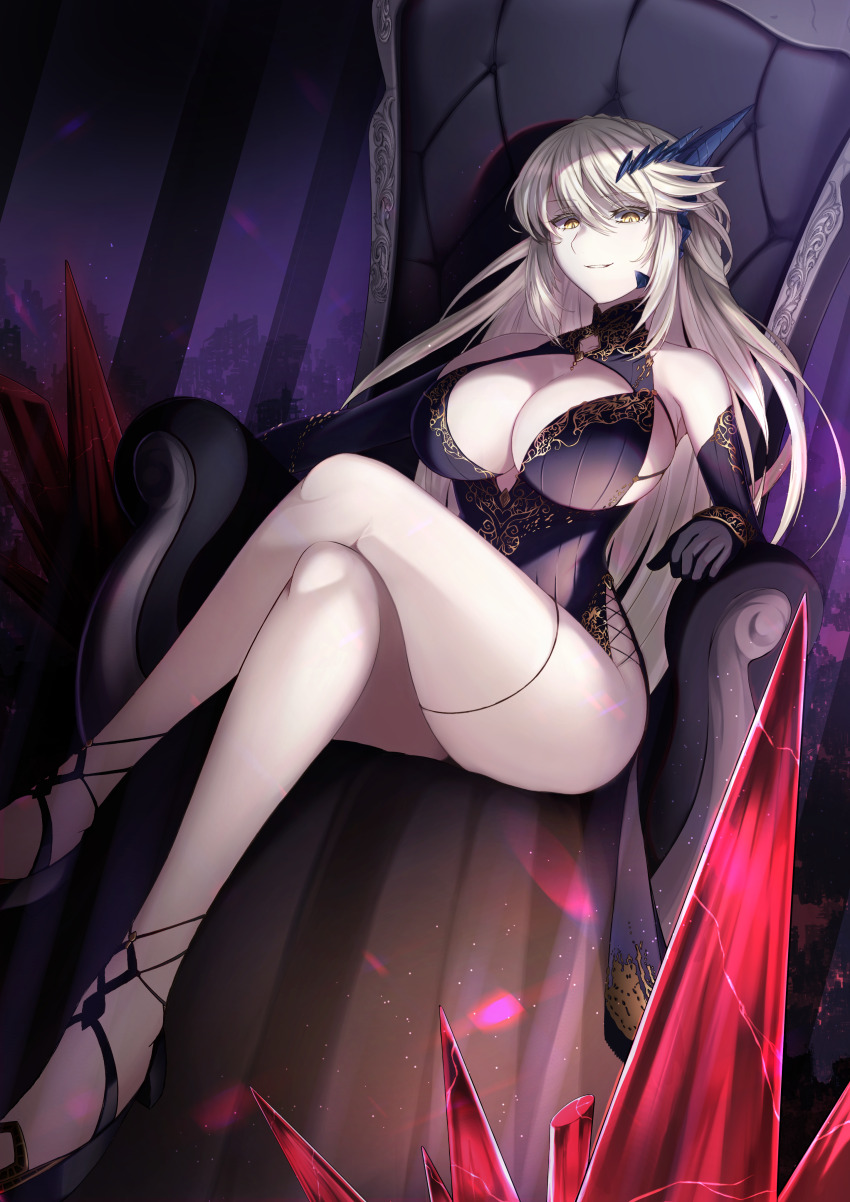1girl, absurdres, artoria_pendragon_(celebratory_attire)_(fate), artoria_pendragon_(fate), artoria_pendragon_(lancer_alter)_(fate), bare_shoulders, black_dress, black_gloves