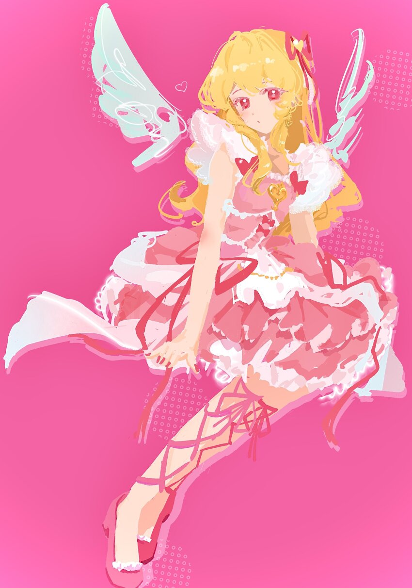 1girl, absurdres, aikatsu!, aikatsu!_(series), blonde_hair, bow, commentary, dress