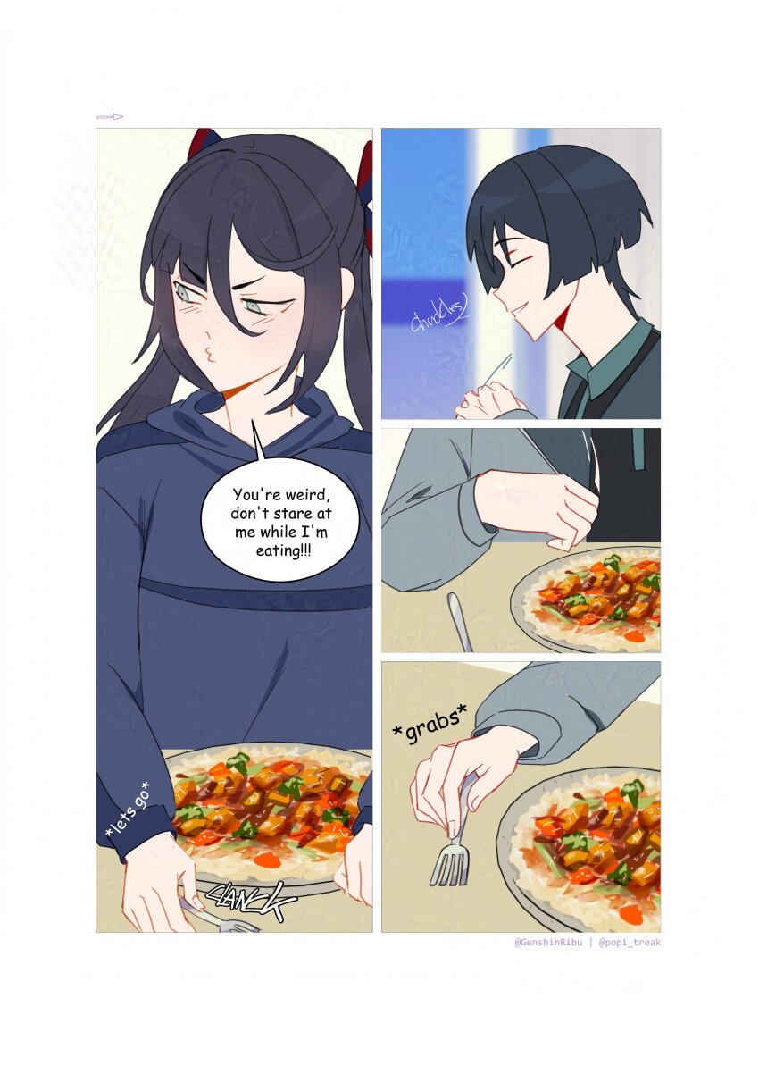 1boy, 1girl, absurdres, adversarial_noise, alternate_costume, alternate_universe, aqua_eyes, arrow_(symbol)