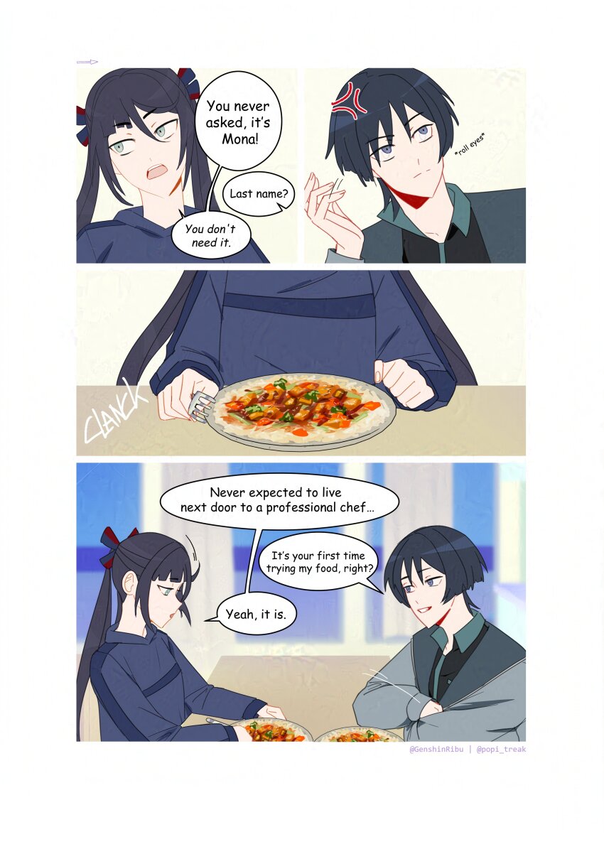 1boy, 1girl, absurdres, alternate_costume, alternate_universe, aqua_eyes, arm_rest, arrow_(symbol)