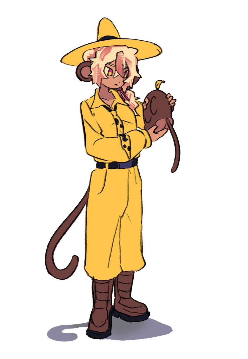 1girl, animal, animal_ears, axel_(koko_d._nuts), belt, black_belt, blonde_hair, boots