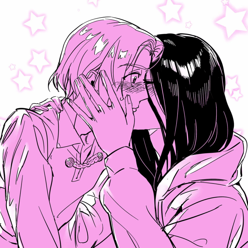 1boy, 1girl, bibika_0803, blush, hetero, highres, hirose_natsuko, hood