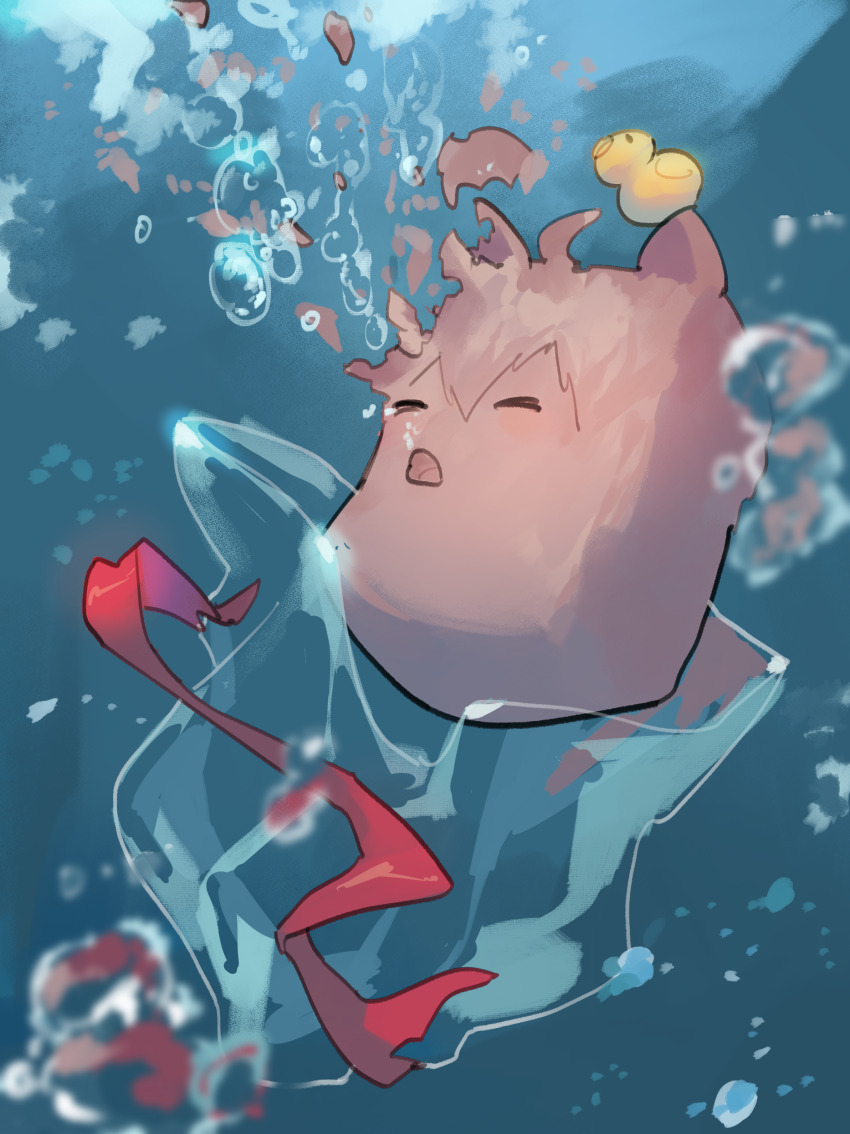 absurdres, air_bubble, alternate_form, bag, bread, bubble, closed_eyes, commentary