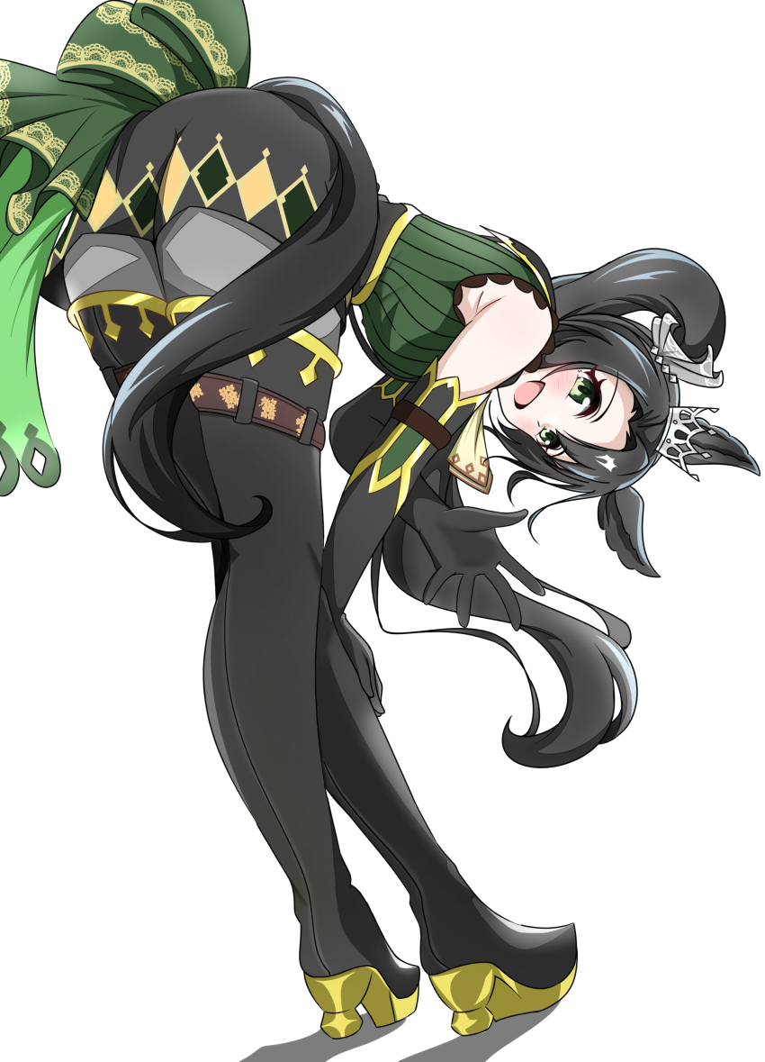 1girl, absurdres, abyss_kpn_(ki), animal_ears, bent_over, black_boots, black_gloves, black_hair