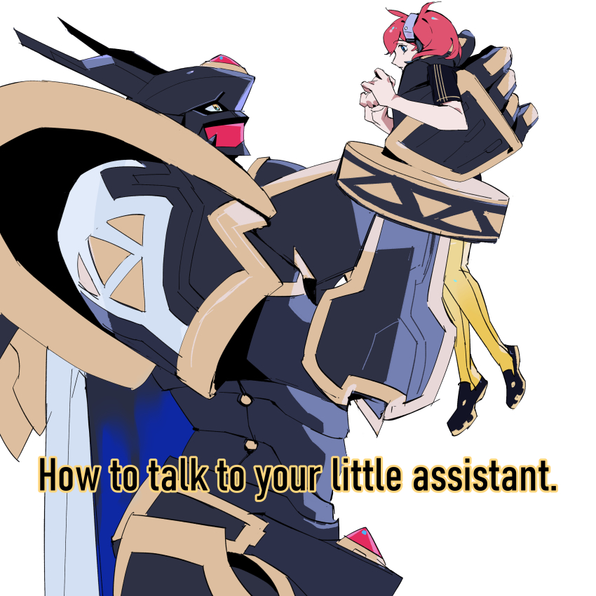 1girl, absurdres, aiba_ami, alphamon, armor, black_armor, black_helmet, black_shirt