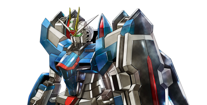 absurdres, commentary_request, glowing, glowing_eyes, green_eyes, gundam, gundam_seed, gundam_seed_freedom