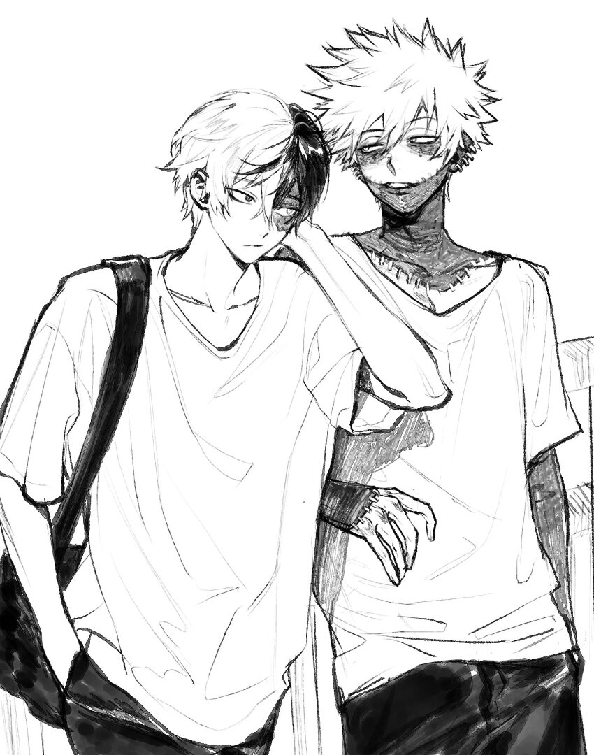 2boys, bag, baggy_clothes, boku_no_hero_academia, brothers, burn_scar, dabi_(boku_no_hero_academia), dao8_33