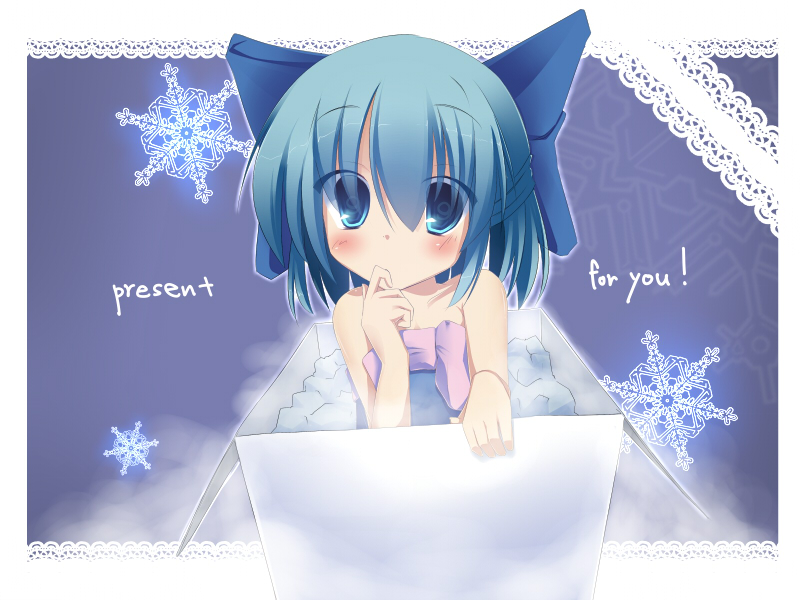 1girl, bad_id, bad_pixiv_id, bare_shoulders, blue_eyes, blue_hair, blush, box