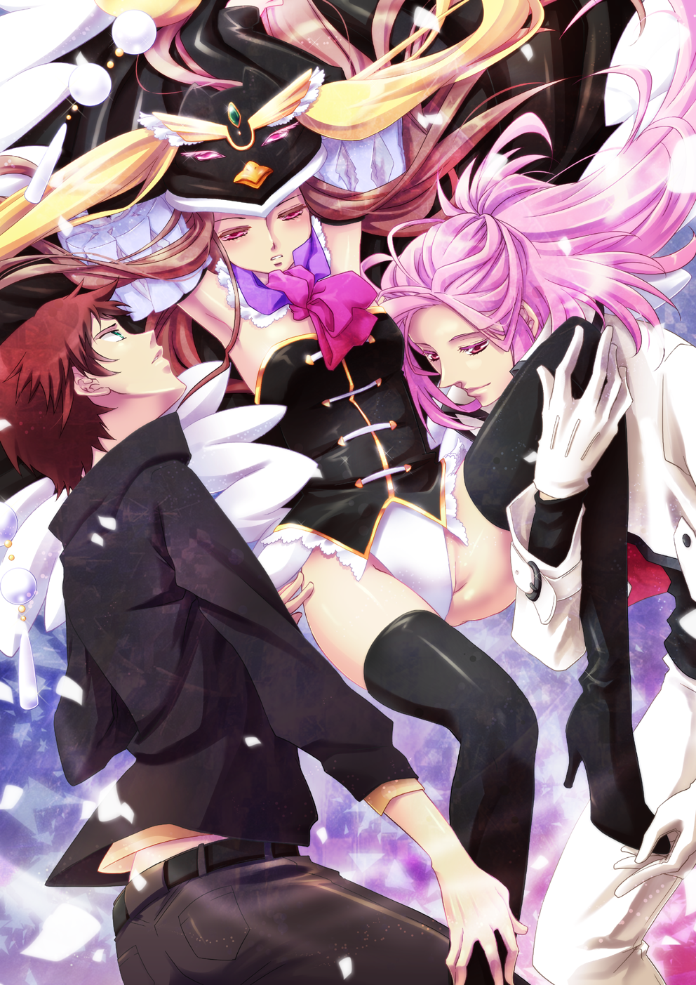 10s, 2boys, animal_hat, black_legwear, boots, brown_hair, green_eyes, hat