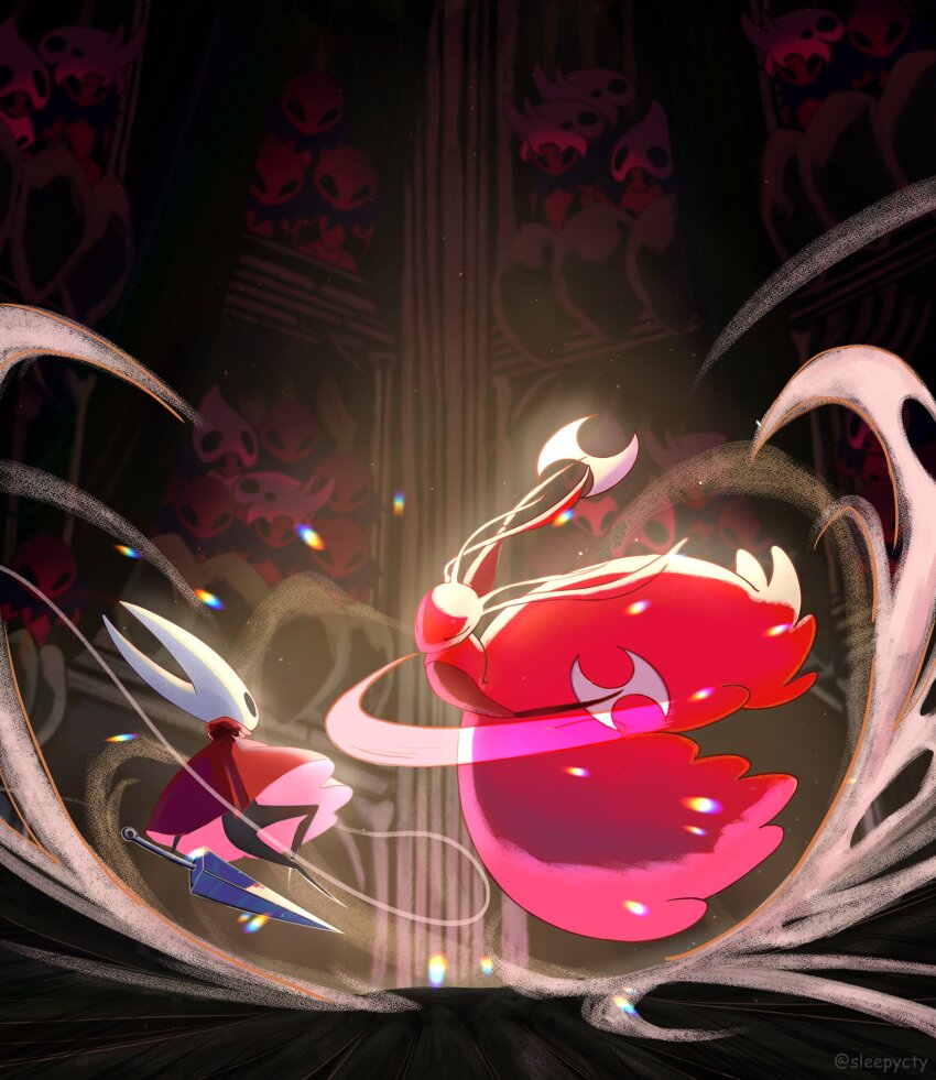 2girls, absurdres, ant_girl, antennae, arthropod_girl, audience, black_eyes, black_skin