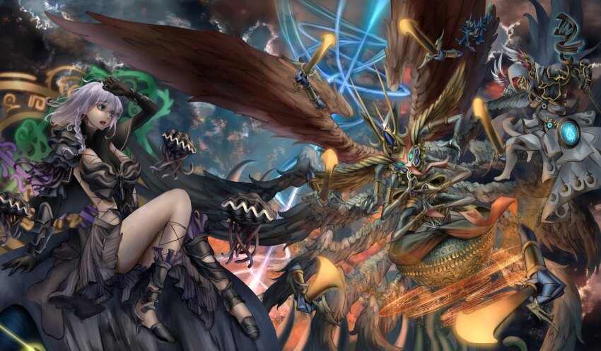 1boy, 1girl, absurdres, black_dress, black_gloves, black_shoes, braid, cape