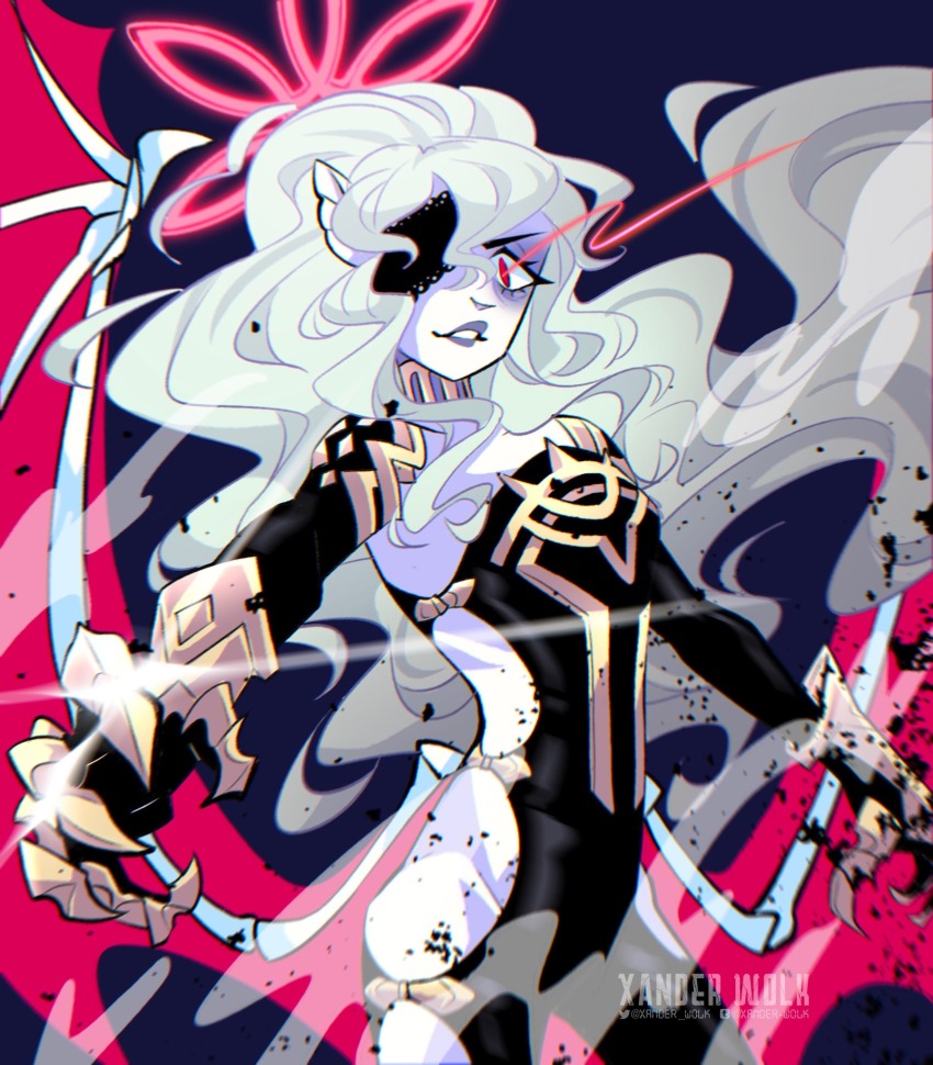 1girl, animal_ears, artist_name, bat_wings, black_bodysuit, black_lips, blue_background, bodysuit