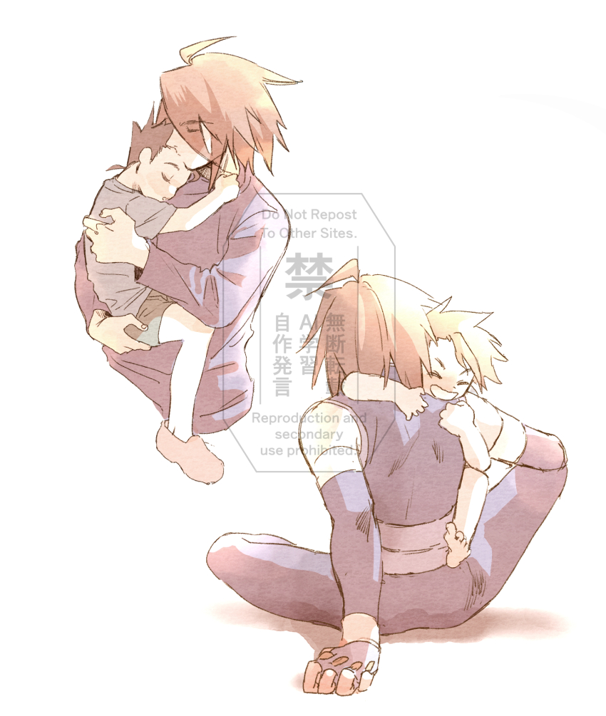 belt, brown_hair, closed_eyes, dovepopopo, elbow_gloves, fingerless_gloves, gloves, hair_between_eyes